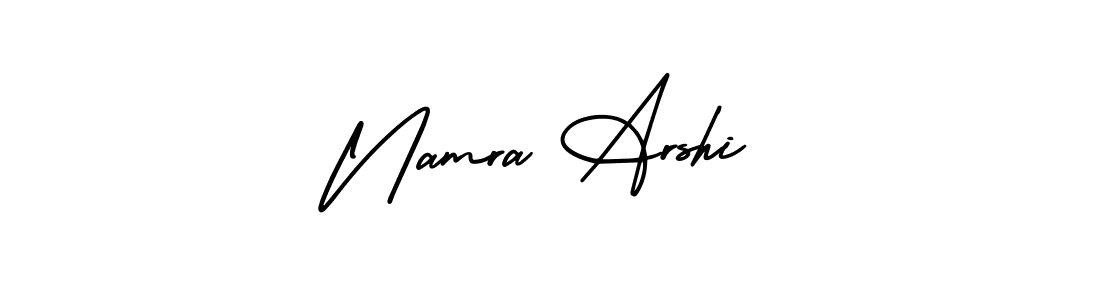 The best way (AmerikaSignatureDemo-Regular) to make a short signature is to pick only two or three words in your name. The name Namra Arshi include a total of six letters. For converting this name. Namra Arshi signature style 3 images and pictures png