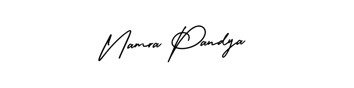 You should practise on your own different ways (AmerikaSignatureDemo-Regular) to write your name (Namra Pandya) in signature. don't let someone else do it for you. Namra Pandya signature style 3 images and pictures png