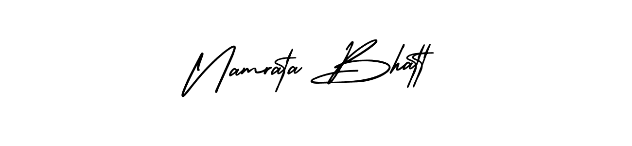 The best way (AmerikaSignatureDemo-Regular) to make a short signature is to pick only two or three words in your name. The name Namrata Bhatt include a total of six letters. For converting this name. Namrata Bhatt signature style 3 images and pictures png