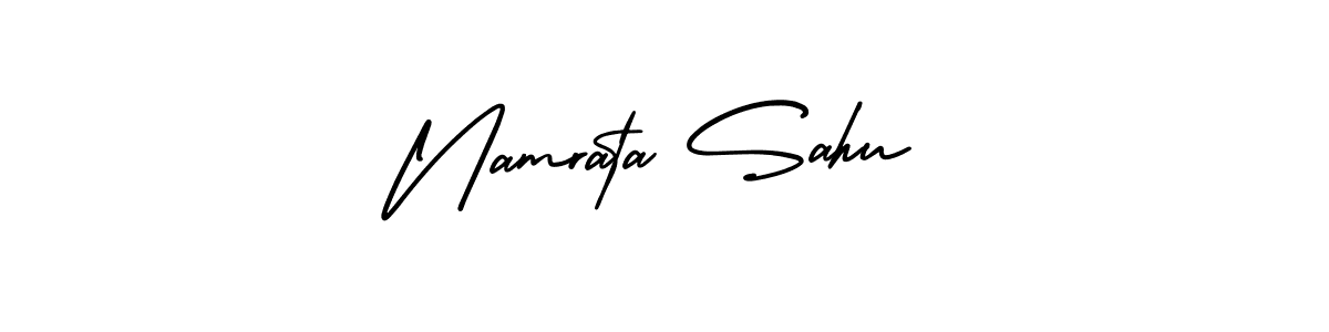 The best way (AmerikaSignatureDemo-Regular) to make a short signature is to pick only two or three words in your name. The name Namrata Sahu include a total of six letters. For converting this name. Namrata Sahu signature style 3 images and pictures png