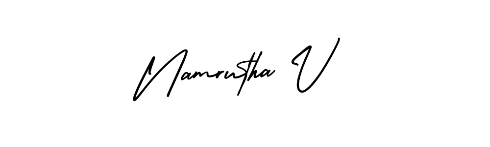 Design your own signature with our free online signature maker. With this signature software, you can create a handwritten (AmerikaSignatureDemo-Regular) signature for name Namrutha V. Namrutha V signature style 3 images and pictures png