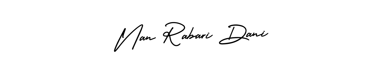 This is the best signature style for the Nan Rabari Dani name. Also you like these signature font (AmerikaSignatureDemo-Regular). Mix name signature. Nan Rabari Dani signature style 3 images and pictures png