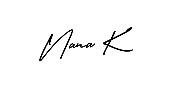 This is the best signature style for the Nana K name. Also you like these signature font (AmerikaSignatureDemo-Regular). Mix name signature. Nana K signature style 3 images and pictures png