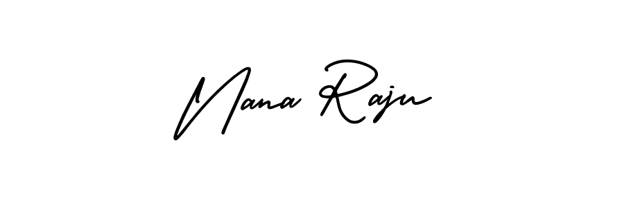 AmerikaSignatureDemo-Regular is a professional signature style that is perfect for those who want to add a touch of class to their signature. It is also a great choice for those who want to make their signature more unique. Get Nana Raju name to fancy signature for free. Nana Raju signature style 3 images and pictures png
