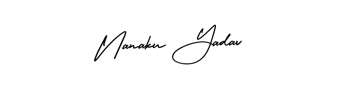 Check out images of Autograph of Nanaku Yadav name. Actor Nanaku Yadav Signature Style. AmerikaSignatureDemo-Regular is a professional sign style online. Nanaku Yadav signature style 3 images and pictures png