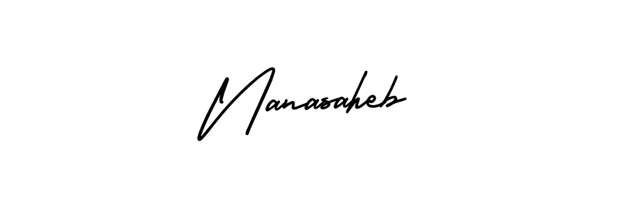 How to make Nanasaheb name signature. Use AmerikaSignatureDemo-Regular style for creating short signs online. This is the latest handwritten sign. Nanasaheb signature style 3 images and pictures png