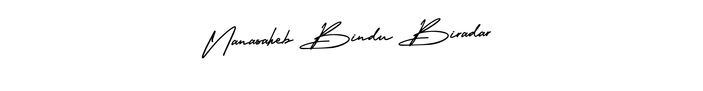 The best way (AmerikaSignatureDemo-Regular) to make a short signature is to pick only two or three words in your name. The name Nanasaheb Bindu Biradar include a total of six letters. For converting this name. Nanasaheb Bindu Biradar signature style 3 images and pictures png