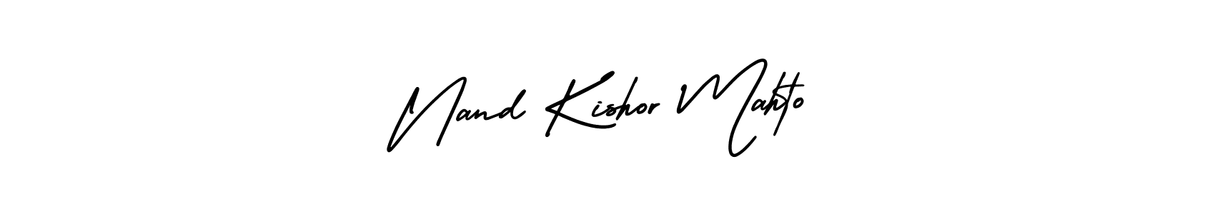 This is the best signature style for the Nand Kishor Mahto name. Also you like these signature font (AmerikaSignatureDemo-Regular). Mix name signature. Nand Kishor Mahto signature style 3 images and pictures png