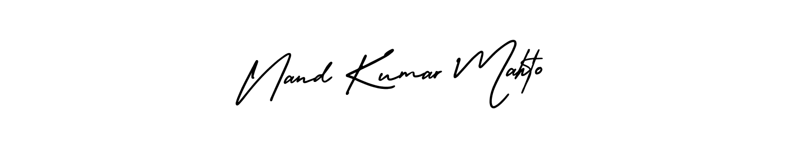 This is the best signature style for the Nand Kumar Mahto name. Also you like these signature font (AmerikaSignatureDemo-Regular). Mix name signature. Nand Kumar Mahto signature style 3 images and pictures png