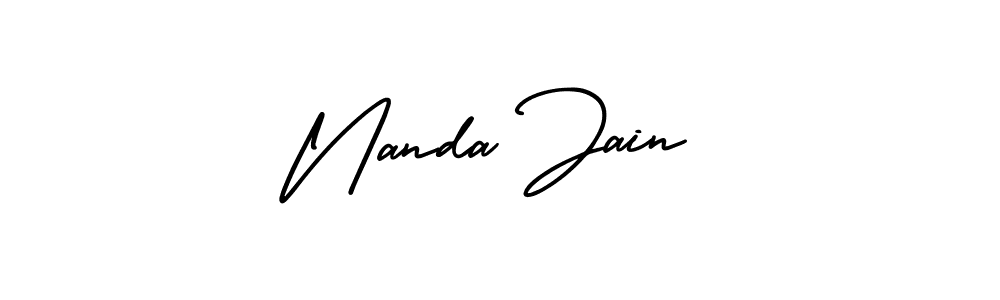 This is the best signature style for the Nanda Jain name. Also you like these signature font (AmerikaSignatureDemo-Regular). Mix name signature. Nanda Jain signature style 3 images and pictures png