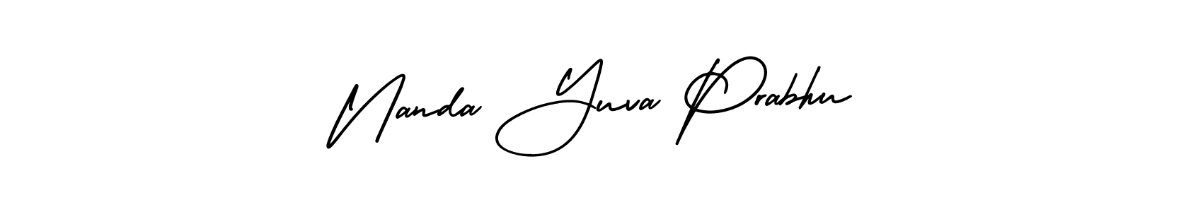 This is the best signature style for the Nanda Yuva Prabhu name. Also you like these signature font (AmerikaSignatureDemo-Regular). Mix name signature. Nanda Yuva Prabhu signature style 3 images and pictures png