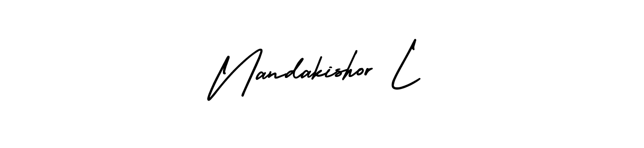 Use a signature maker to create a handwritten signature online. With this signature software, you can design (AmerikaSignatureDemo-Regular) your own signature for name Nandakishor L. Nandakishor L signature style 3 images and pictures png