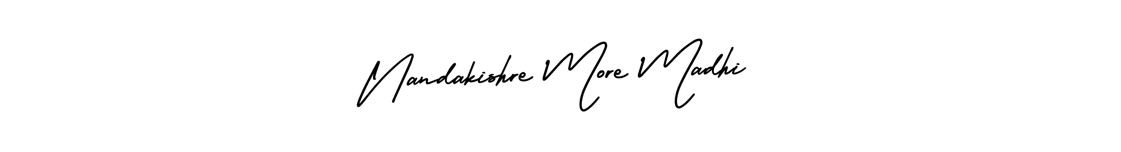 Similarly AmerikaSignatureDemo-Regular is the best handwritten signature design. Signature creator online .You can use it as an online autograph creator for name Nandakishre More Madhi. Nandakishre More Madhi signature style 3 images and pictures png
