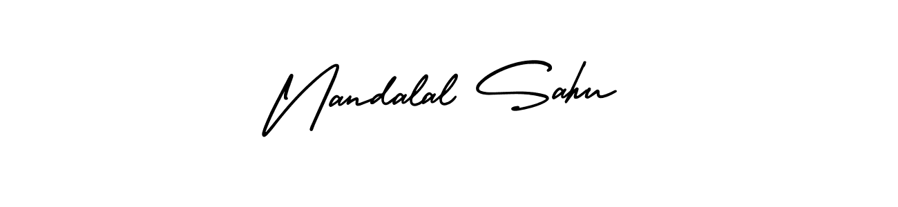 You should practise on your own different ways (AmerikaSignatureDemo-Regular) to write your name (Nandalal Sahu) in signature. don't let someone else do it for you. Nandalal Sahu signature style 3 images and pictures png