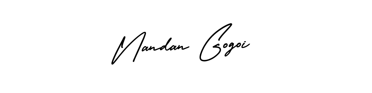 How to make Nandan Gogoi signature? AmerikaSignatureDemo-Regular is a professional autograph style. Create handwritten signature for Nandan Gogoi name. Nandan Gogoi signature style 3 images and pictures png