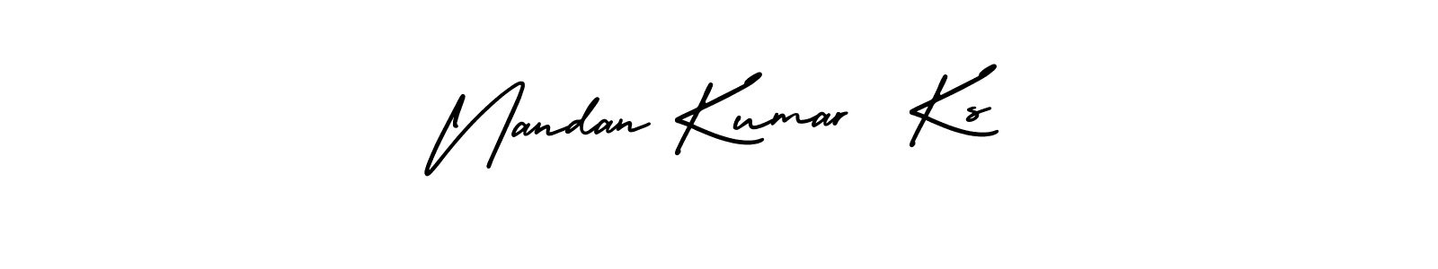 The best way (AmerikaSignatureDemo-Regular) to make a short signature is to pick only two or three words in your name. The name Nandan Kumar  Ks include a total of six letters. For converting this name. Nandan Kumar  Ks signature style 3 images and pictures png