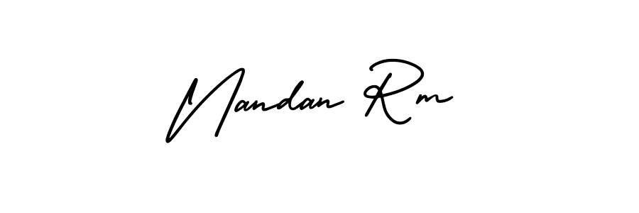 How to make Nandan Rm name signature. Use AmerikaSignatureDemo-Regular style for creating short signs online. This is the latest handwritten sign. Nandan Rm signature style 3 images and pictures png