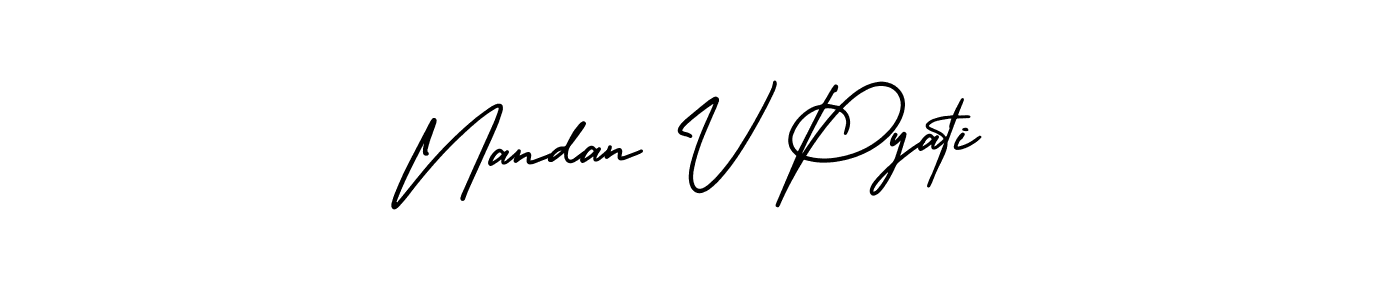 How to make Nandan V Pyati name signature. Use AmerikaSignatureDemo-Regular style for creating short signs online. This is the latest handwritten sign. Nandan V Pyati signature style 3 images and pictures png
