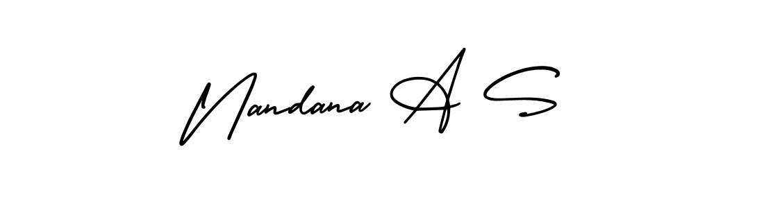 How to make Nandana A S name signature. Use AmerikaSignatureDemo-Regular style for creating short signs online. This is the latest handwritten sign. Nandana A S signature style 3 images and pictures png