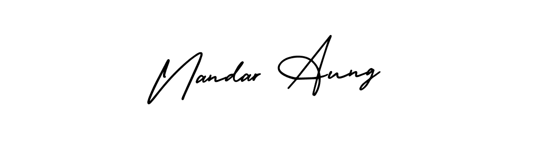 You should practise on your own different ways (AmerikaSignatureDemo-Regular) to write your name (Nandar Aung) in signature. don't let someone else do it for you. Nandar Aung signature style 3 images and pictures png
