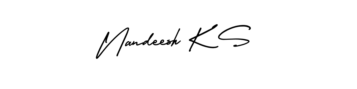 Design your own signature with our free online signature maker. With this signature software, you can create a handwritten (AmerikaSignatureDemo-Regular) signature for name Nandeesh K S. Nandeesh K S signature style 3 images and pictures png