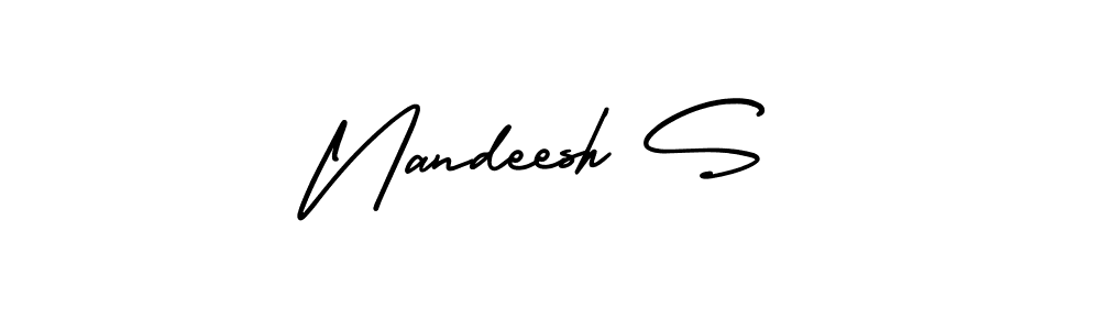 How to make Nandeesh S signature? AmerikaSignatureDemo-Regular is a professional autograph style. Create handwritten signature for Nandeesh S name. Nandeesh S signature style 3 images and pictures png