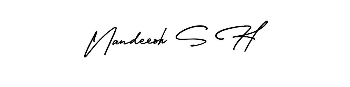 Also You can easily find your signature by using the search form. We will create Nandeesh S H name handwritten signature images for you free of cost using AmerikaSignatureDemo-Regular sign style. Nandeesh S H signature style 3 images and pictures png
