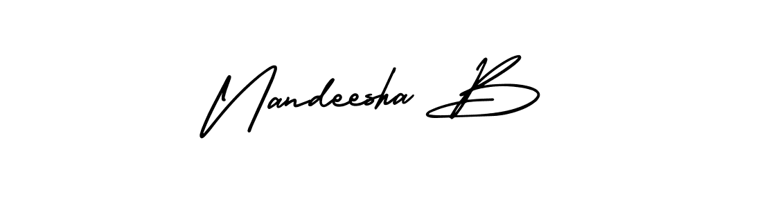 It looks lik you need a new signature style for name Nandeesha B. Design unique handwritten (AmerikaSignatureDemo-Regular) signature with our free signature maker in just a few clicks. Nandeesha B signature style 3 images and pictures png