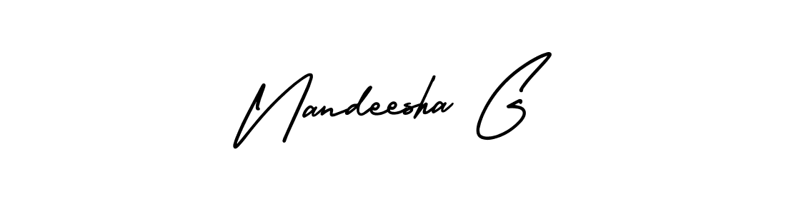 This is the best signature style for the Nandeesha G name. Also you like these signature font (AmerikaSignatureDemo-Regular). Mix name signature. Nandeesha G signature style 3 images and pictures png