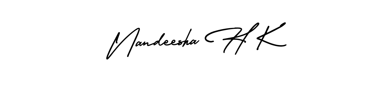 How to make Nandeesha H K signature? AmerikaSignatureDemo-Regular is a professional autograph style. Create handwritten signature for Nandeesha H K name. Nandeesha H K signature style 3 images and pictures png