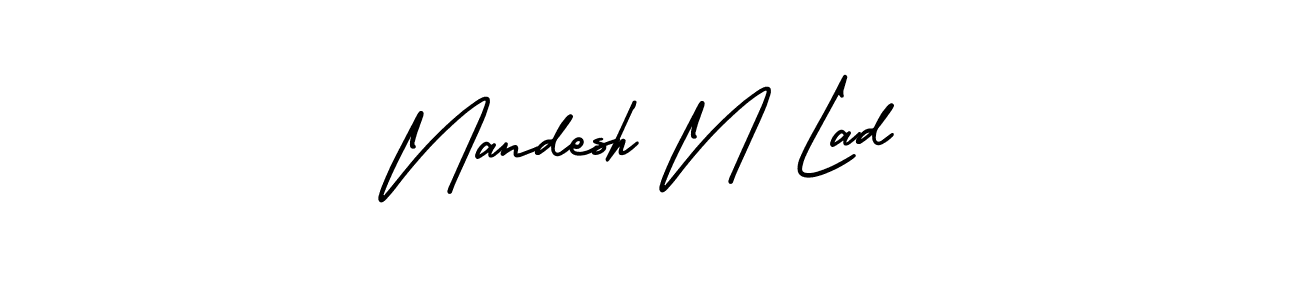 Also You can easily find your signature by using the search form. We will create Nandesh N Lad name handwritten signature images for you free of cost using AmerikaSignatureDemo-Regular sign style. Nandesh N Lad signature style 3 images and pictures png