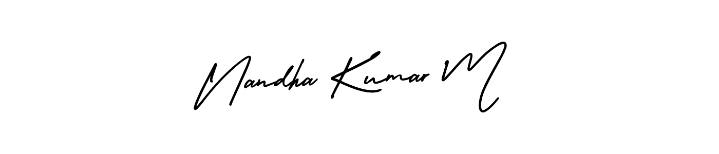 Nandha Kumar M stylish signature style. Best Handwritten Sign (AmerikaSignatureDemo-Regular) for my name. Handwritten Signature Collection Ideas for my name Nandha Kumar M. Nandha Kumar M signature style 3 images and pictures png