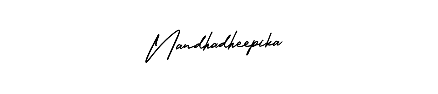 Similarly AmerikaSignatureDemo-Regular is the best handwritten signature design. Signature creator online .You can use it as an online autograph creator for name Nandhadheepika. Nandhadheepika signature style 3 images and pictures png