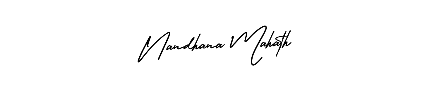 How to Draw Nandhana Mahath signature style? AmerikaSignatureDemo-Regular is a latest design signature styles for name Nandhana Mahath. Nandhana Mahath signature style 3 images and pictures png