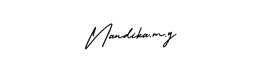 Also we have Nandika.m.y name is the best signature style. Create professional handwritten signature collection using AmerikaSignatureDemo-Regular autograph style. Nandika.m.y signature style 3 images and pictures png