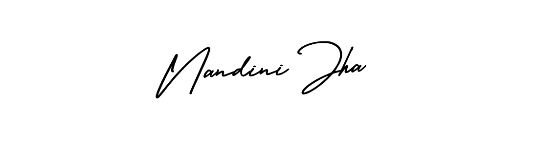 You should practise on your own different ways (AmerikaSignatureDemo-Regular) to write your name (Nandini Jha) in signature. don't let someone else do it for you. Nandini Jha signature style 3 images and pictures png