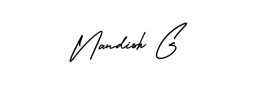 How to make Nandish G name signature. Use AmerikaSignatureDemo-Regular style for creating short signs online. This is the latest handwritten sign. Nandish G signature style 3 images and pictures png