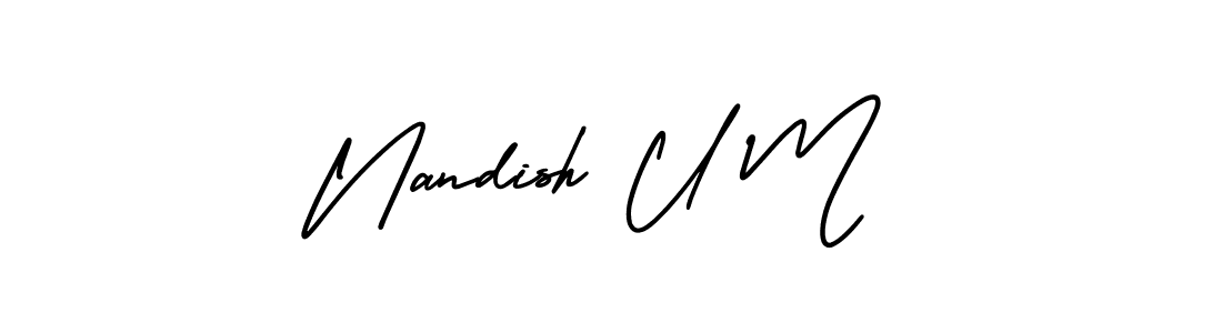 How to Draw Nandish U M signature style? AmerikaSignatureDemo-Regular is a latest design signature styles for name Nandish U M. Nandish U M signature style 3 images and pictures png