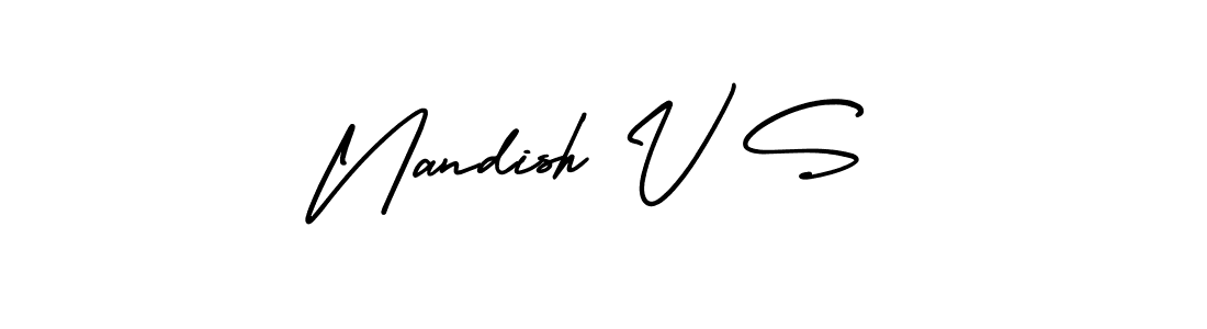 Also You can easily find your signature by using the search form. We will create Nandish V S name handwritten signature images for you free of cost using AmerikaSignatureDemo-Regular sign style. Nandish V S signature style 3 images and pictures png