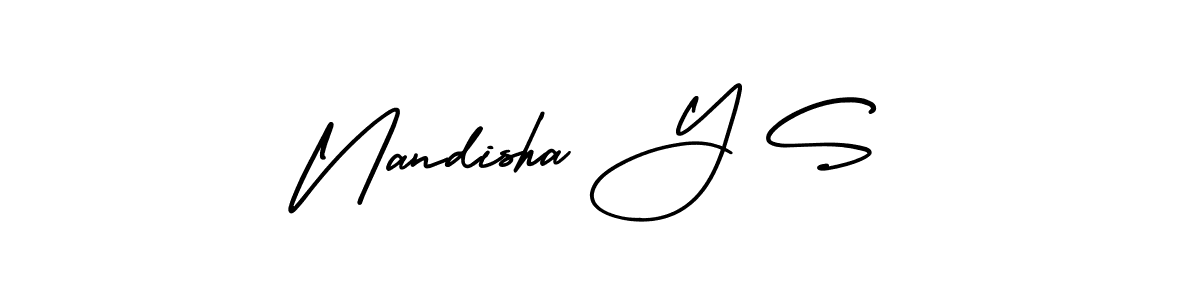 Create a beautiful signature design for name Nandisha Y S. With this signature (AmerikaSignatureDemo-Regular) fonts, you can make a handwritten signature for free. Nandisha Y S signature style 3 images and pictures png