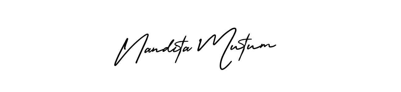 AmerikaSignatureDemo-Regular is a professional signature style that is perfect for those who want to add a touch of class to their signature. It is also a great choice for those who want to make their signature more unique. Get Nandita Mutum name to fancy signature for free. Nandita Mutum signature style 3 images and pictures png