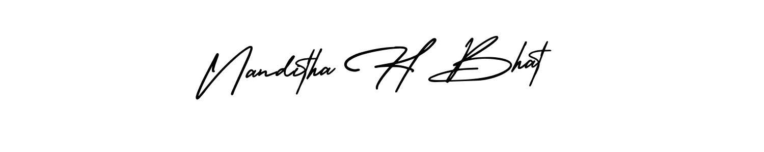 How to Draw Nanditha H Bhat signature style? AmerikaSignatureDemo-Regular is a latest design signature styles for name Nanditha H Bhat. Nanditha H Bhat signature style 3 images and pictures png