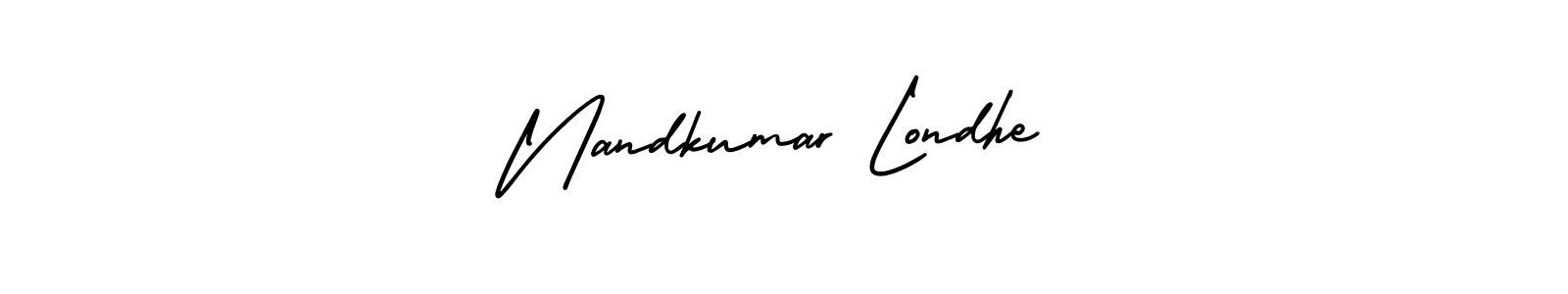This is the best signature style for the Nandkumar Londhe name. Also you like these signature font (AmerikaSignatureDemo-Regular). Mix name signature. Nandkumar Londhe signature style 3 images and pictures png