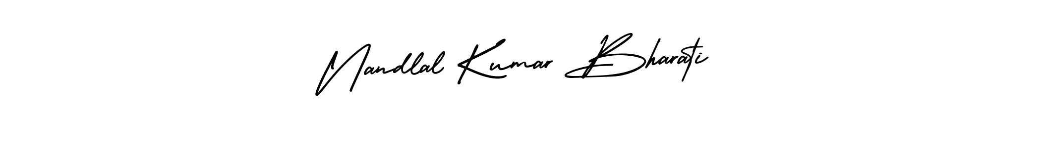 You should practise on your own different ways (AmerikaSignatureDemo-Regular) to write your name (Nandlal Kumar Bharati) in signature. don't let someone else do it for you. Nandlal Kumar Bharati signature style 3 images and pictures png