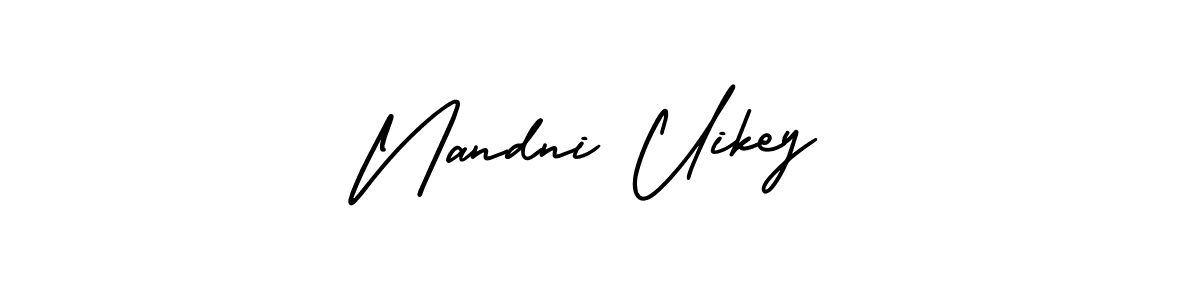 How to make Nandni Uikey signature? AmerikaSignatureDemo-Regular is a professional autograph style. Create handwritten signature for Nandni Uikey name. Nandni Uikey signature style 3 images and pictures png