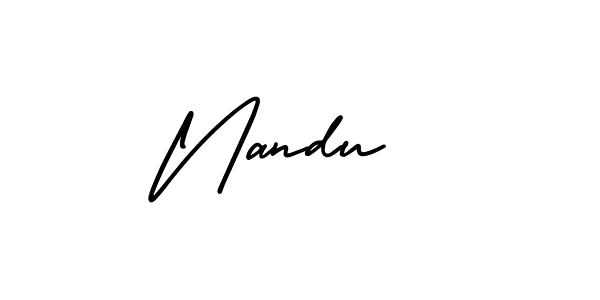 The best way (AmerikaSignatureDemo-Regular) to make a short signature is to pick only two or three words in your name. The name Nandu  include a total of six letters. For converting this name. Nandu  signature style 3 images and pictures png
