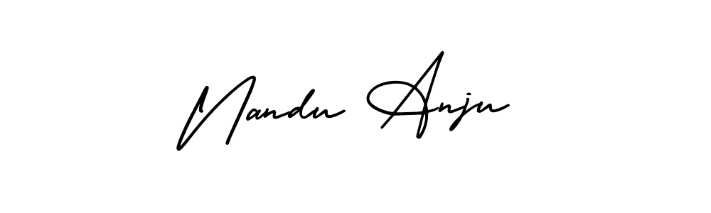 Also You can easily find your signature by using the search form. We will create Nandu Anju name handwritten signature images for you free of cost using AmerikaSignatureDemo-Regular sign style. Nandu Anju signature style 3 images and pictures png