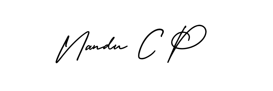 Use a signature maker to create a handwritten signature online. With this signature software, you can design (AmerikaSignatureDemo-Regular) your own signature for name Nandu C P. Nandu C P signature style 3 images and pictures png