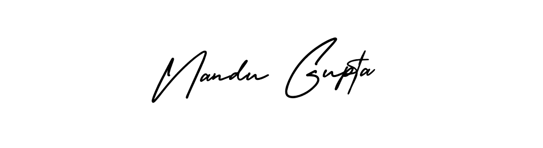 You should practise on your own different ways (AmerikaSignatureDemo-Regular) to write your name (Nandu Gupta) in signature. don't let someone else do it for you. Nandu Gupta signature style 3 images and pictures png
