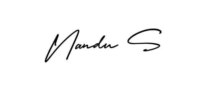 Use a signature maker to create a handwritten signature online. With this signature software, you can design (AmerikaSignatureDemo-Regular) your own signature for name Nandu S. Nandu S signature style 3 images and pictures png